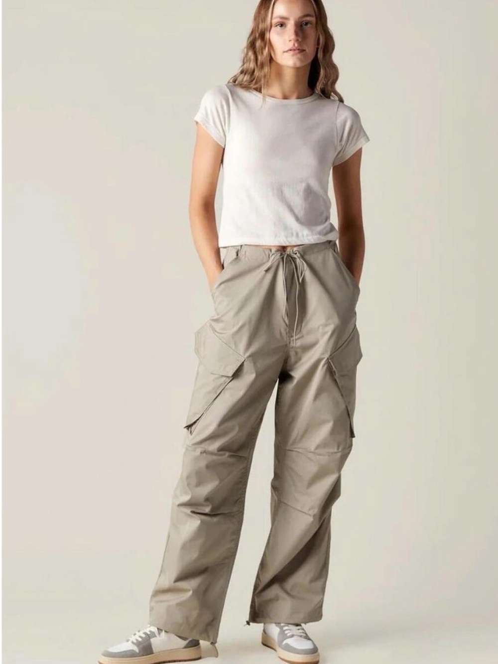 NWOT Agolde Ginerva Relaxed Baggy Cargo Tan Casual Pants